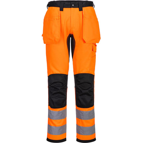 Portwest WX2 Eco Hi-Vis Holster Pocket Trousers - Orange/Black