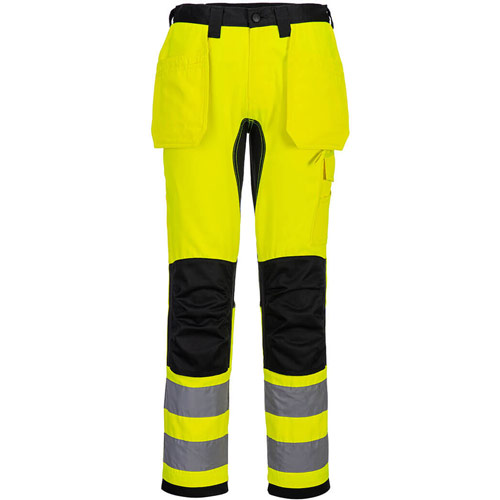Portwest WX2 Eco Hi-Vis Holster Pocket Trousers - Yellow/Black