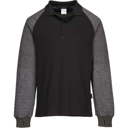 Portwest Polo Shirt with Cut Resistant Sleeves - Black