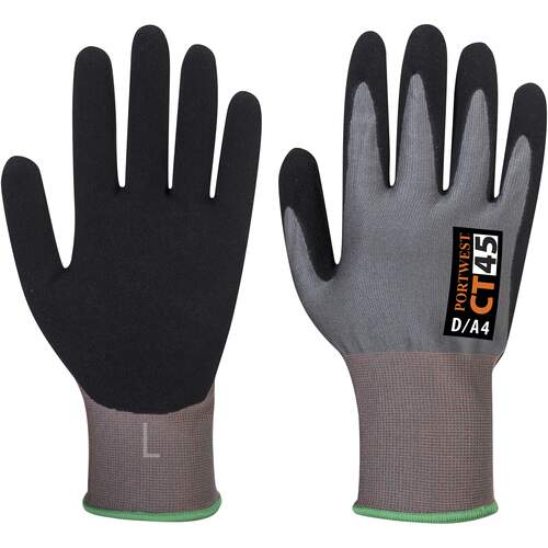 Portwest CT HR18 Nitrile Foam Cut Glove - Grey/Black