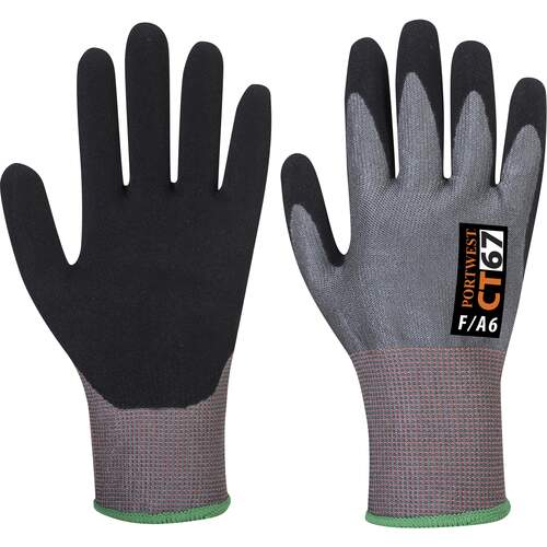 Portwest CT AHR13 Nitrile Foam Cut Glove - Grey/Black