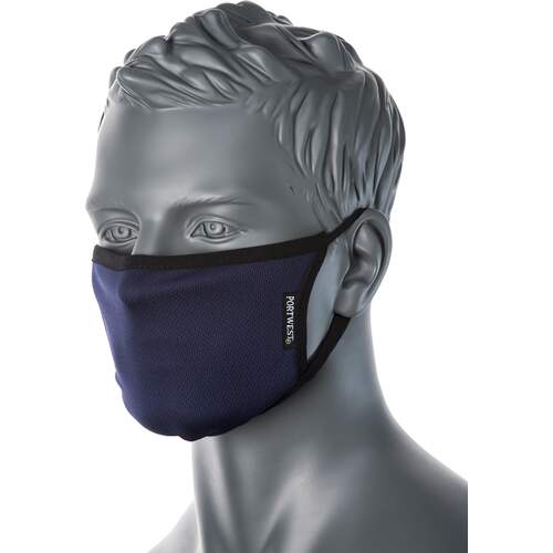 Portwest 3-Ply Anti-Microbial Fabric Face Mask (Pk25) - Navy