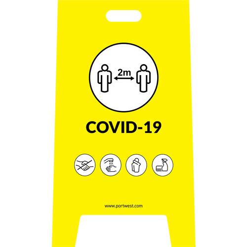 Portwest Covid A Frame Warning Sign - Yellow