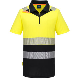 Portwest DX4 Hi-Vis Zip Class 1 Polo Shirt S/S  - Yellow/Black