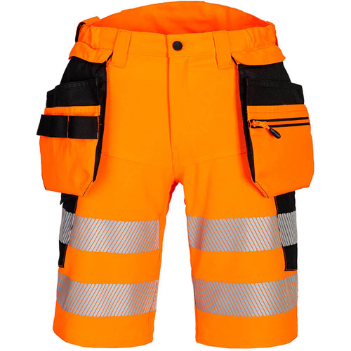 Portwest DX4 Hi-Vis Holster Pocket Shorts - Orange/Black