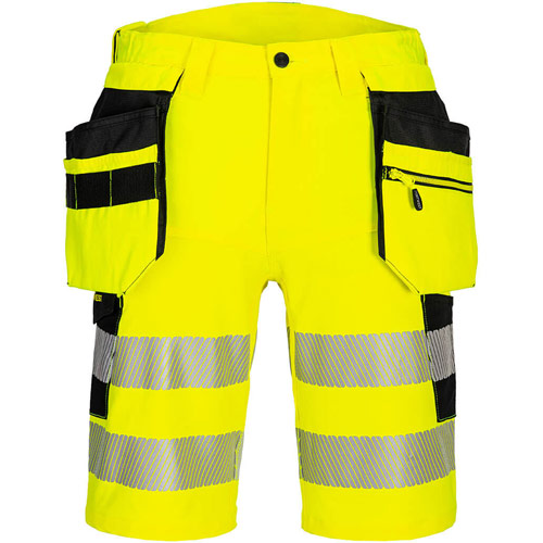 Portwest DX4 Hi-Vis Holster Pocket Shorts - Yellow/Black
