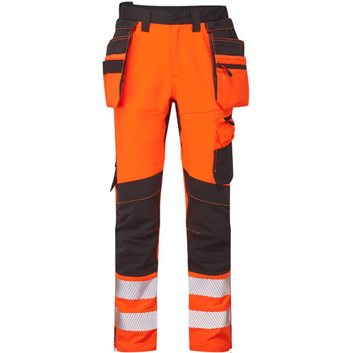 Portwest DX4 Hi-Vis Detachable Holster Pocket Craft Trousers - Orange/Black