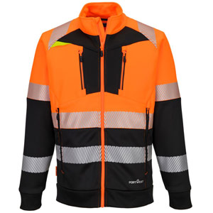 Portwest DX4 Hi-Vis Class 1 Funnel Neck Zipped Sweatshirt  - Orange/Black