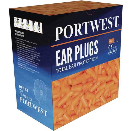 Portwest Ear Plug Dispenser Refill Pack (500 pairs )  - Orange