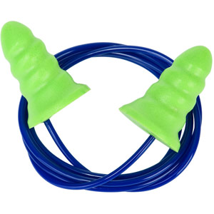 Portwest Disposable PU Ear Plugs Corded Low Attenuation (200 pairs) - Green