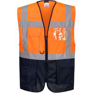 Portwest ES1 Essential Hi-Vis Contrast Executive Vest - Orange/Navy