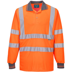 Portwest ES1 Essential Hi-Vis Polo Shirt L/S - Orange