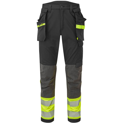 Portwest EV4 Hi-Vis Stretch Detachable Holster Class 1 Trousers - Yellow/Black