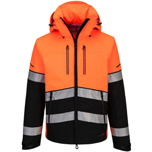 Portwest EV4 Hi-Vis Shell Jacket (3L) - Orange/Black