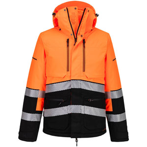 Portwest EV4 Hi-Vis Winter Jacket - Orange/Black