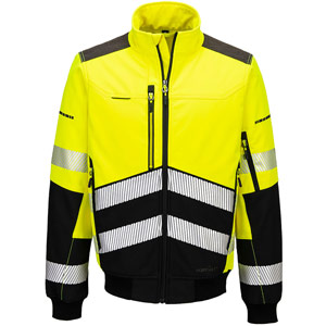 Portwest EV4 Hi-Vis Softshell Bomber (3L) - Yellow/Black