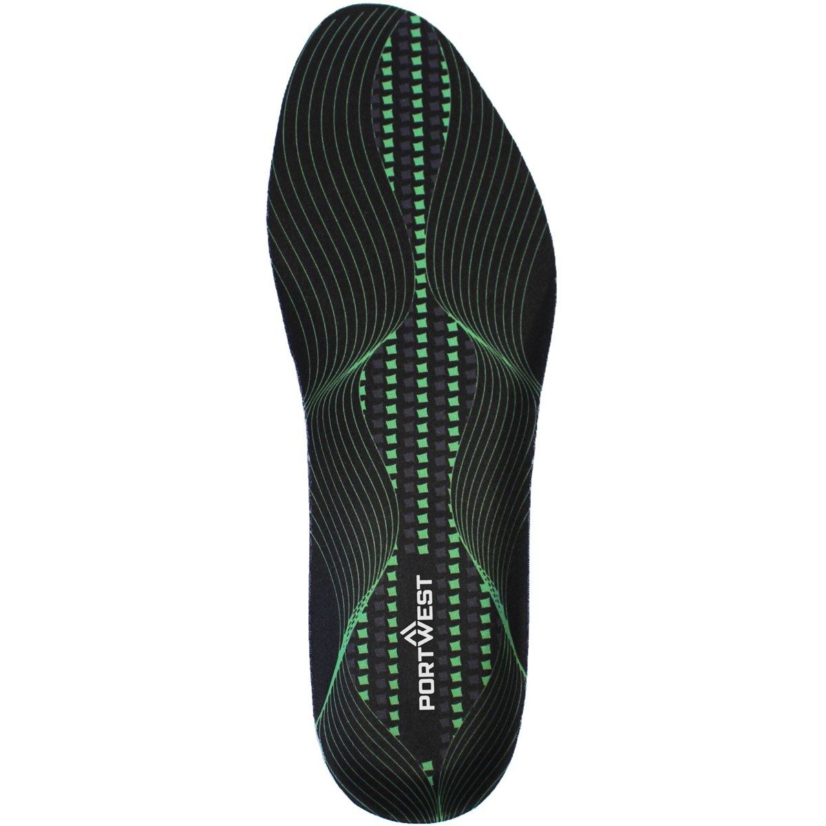 Portwest Gel Cushion & Arch Support Insole - Black/Green