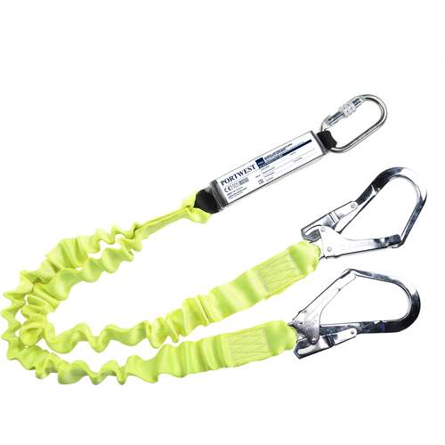 Portwest Double Elasticated Lanyard With Shock Absorber - Yellow