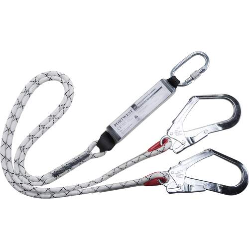 Portwest Double Kernmantle Lanyard With Shock Absorber - White