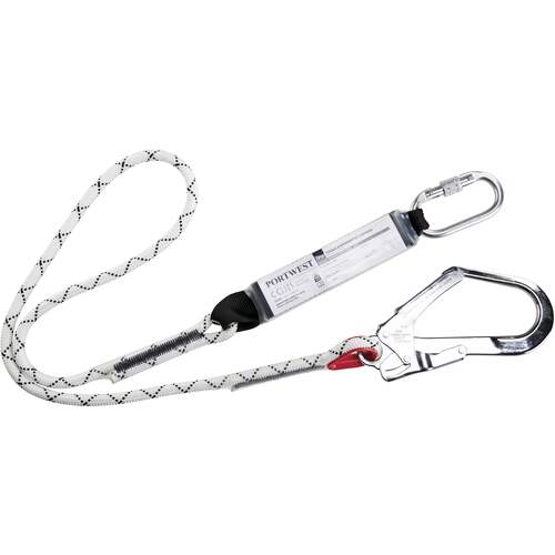 Portwest Single Kernmantle Lanyard With Shock Absorber - White