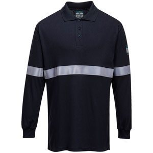 Portwest Modaflame Knit FR Long Sleeve Polo Shirt - Dark Navy