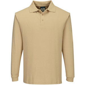 Portwest Modaflame Knit FR Long Sleeve Polo Shirt - Tan