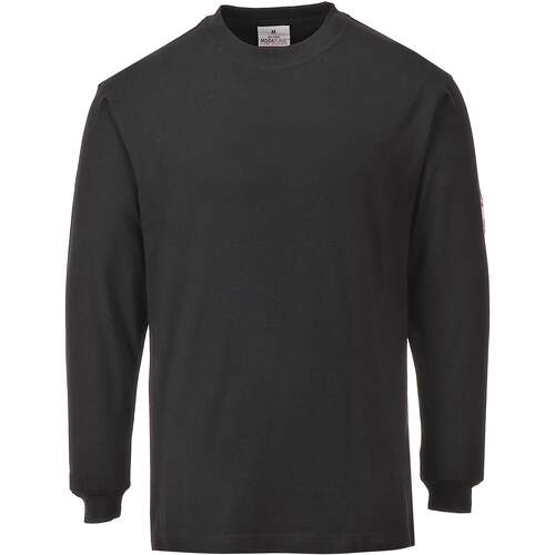 Portwest Flame Resistant Anti-Static Long Sleeve T-Shirt - Black