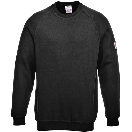 Portwest Flame Resistant Anti-Static Long Sleeve Sweatshirt - Black