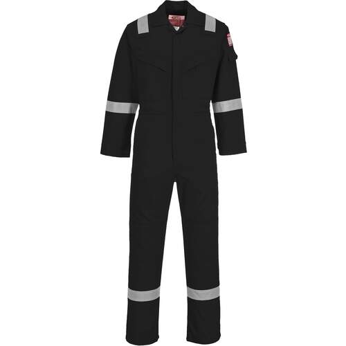 Portwest Flame Resistant Super Light Weight Anti-Static Coverall 210g - Black