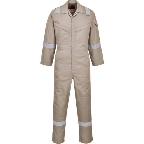 Portwest Flame Resistant Super Light Weight Anti-Static Coverall 210g - Khaki