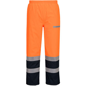 Portwest Bizflame Rain+ Hi-Vis Multi-Norm Contrast FR Winter Trousers - Orange/Navy
