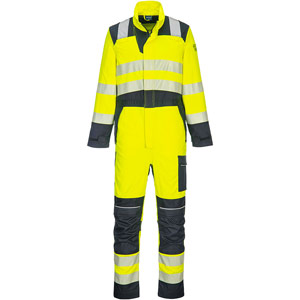 Portwest PW3 Modaflame Work Hi-Vis Multi-Norm FR Coverall - Yellow/Navy