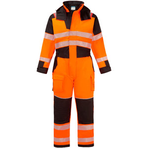 Portwest PW3 Modaflame Rain+ Hi-Vis Multi-Norm FR Winter Coverall - Orange/Black