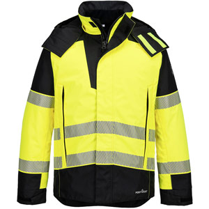 Portwest PW3 Modaflame Rain+ Hi-Vis Multi-Norm FR Winter Jacket - Yellow/Black