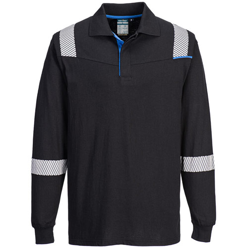 Portwest WX3 Flame Resistant Long Sleeve Polo - Black