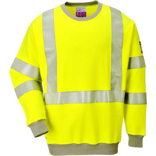 Flame Resistant Anti-Static Hi-Vis Sweatshirt - Yellow