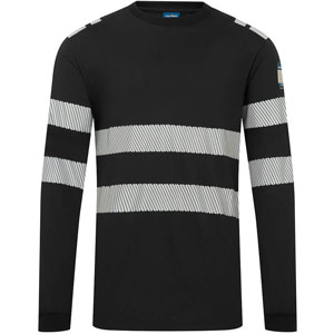 Portwest PW3 Modaflame Knit FR Long Sleeve T-Shirt - Black