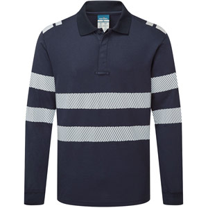 Portwest PW3 Modaflame Knit FR Long Sleeve Polo Shirt - Dark Navy