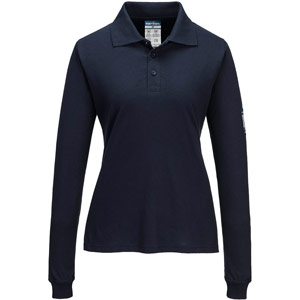 Portwest Modaflame Knit FR Women's Long Sleeve Polo Shirt - Navy