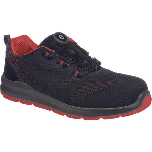 Portwest Compositelite Wire Lace Safety Trainer Knit S1P - Black/Red