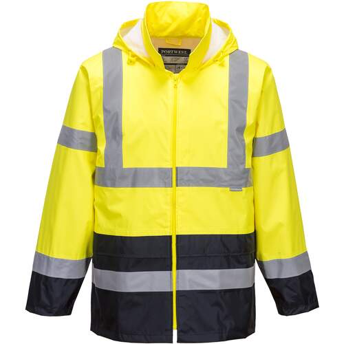 Portwest Hi-Vis Classic Contrast Rain Jacket - Yellow/Navy