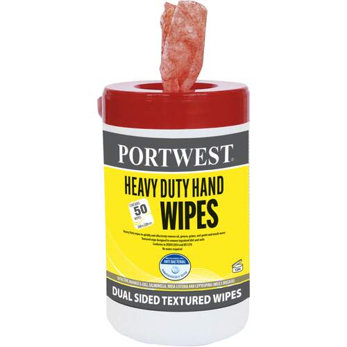 Portwest Heavy Duty Hand Wipes (50 Wipes) - Orange