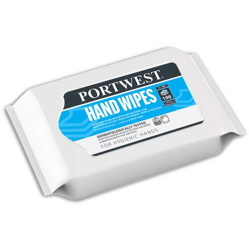 Portwest Hand Wipes Wrap (100 Wipes) - White
