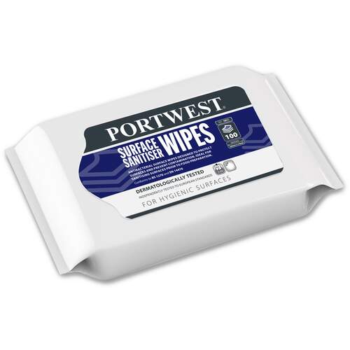 Portwest Surface Wipes Wrap (100 Wipes) - White