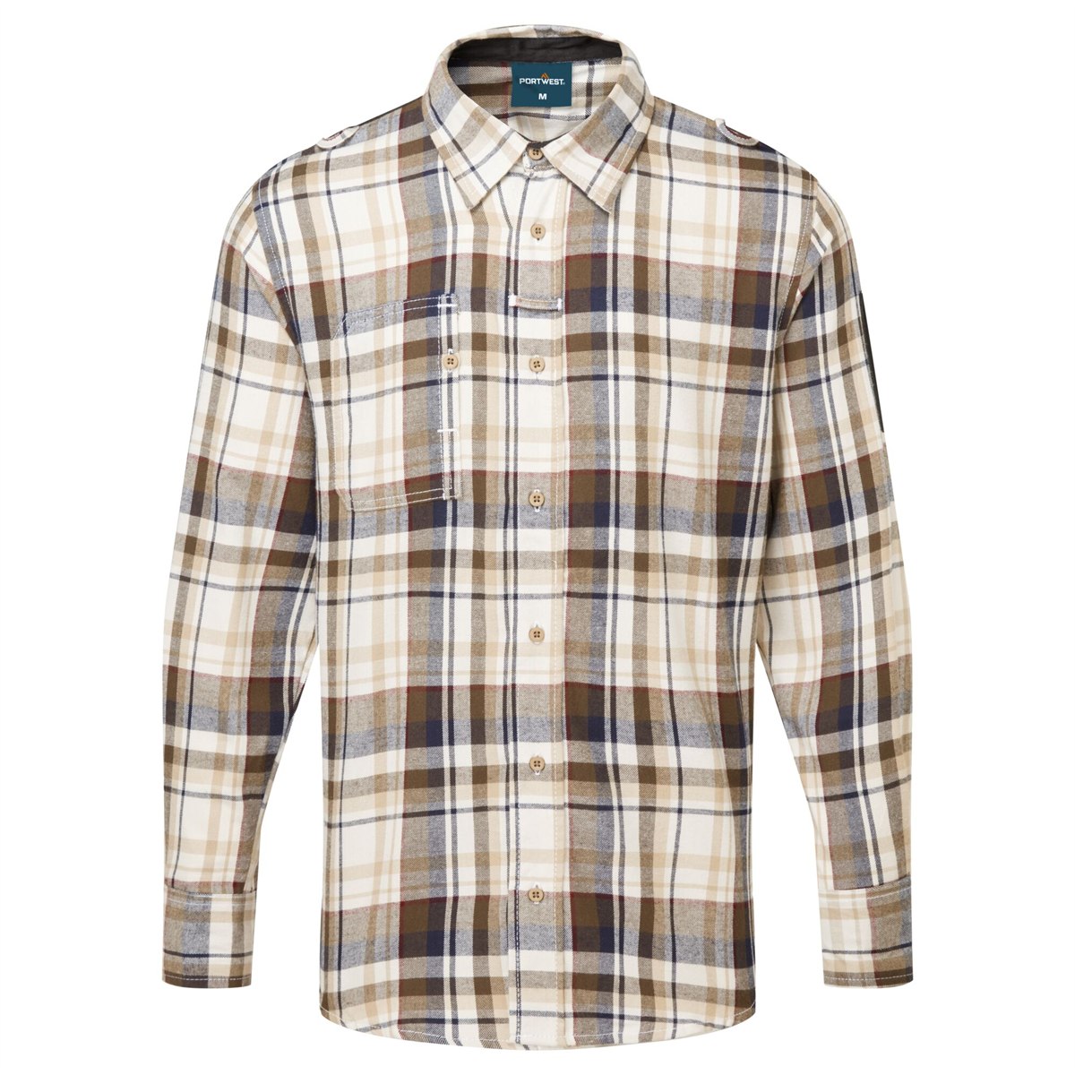Portwest KX3 Check Work Shirt - Brown Check