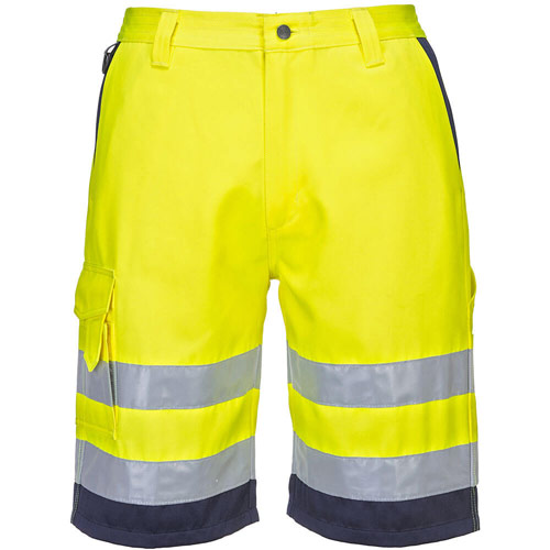 Portwest Hi-Vis Lightweight Polycotton Shorts - Yellow/Navy