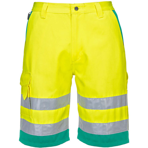Portwest Hi-Vis Lightweight Polycotton Shorts - Yellow/Teal