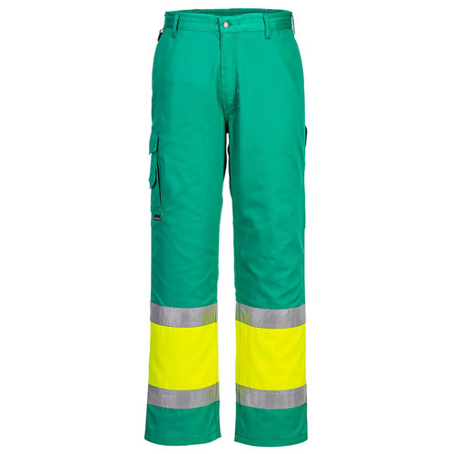 Portwest Hi-Vis Lightweight Contrast Class 1 Service Trousers - Yellow/Teal