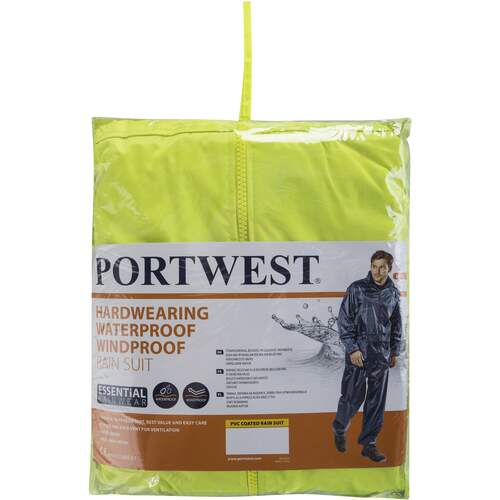 Portwest Essentials Rainsuit (2 Piece Suit) - Yellow