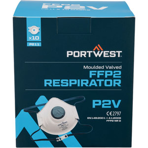 Portwest Moulded FFP2 Valved Respirator (Pk10) - White